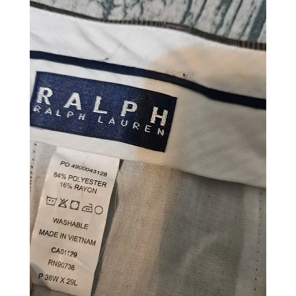 Ralph Lauren Mens Dress Pants‎ Gray Double Pleat 38 X 29 Washable